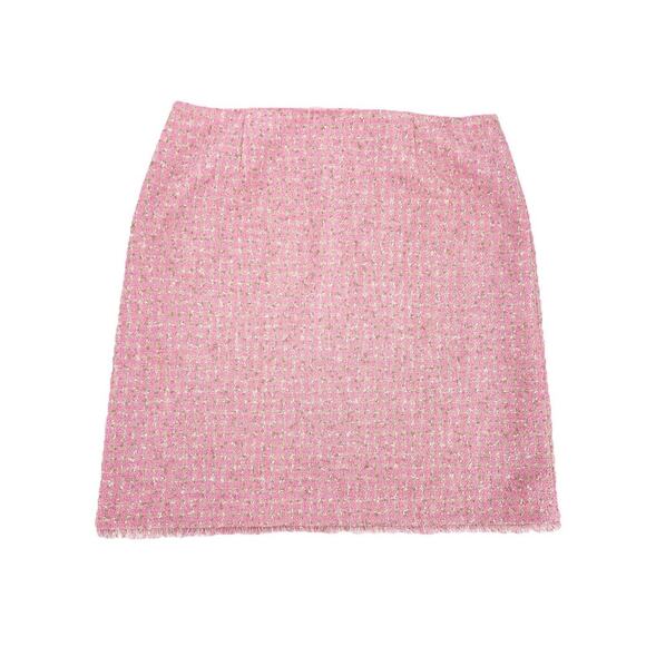 Worth Womens Pink & Tan Tweed Pencil Skirt Preppy Business Career 90s Clueless - Picture 5 of 9